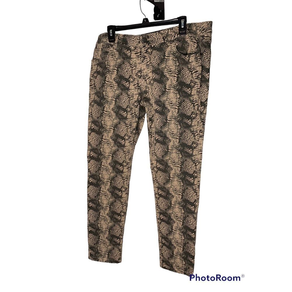 New CAbi Diamondback / Snake‎ Print Skinny Jeans Denim Style #958 Size 14